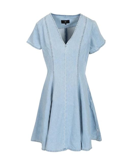7 For All Mankind Blue Flared Dress
