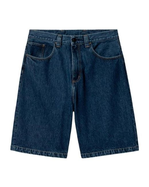 Carhartt Blue Logo Patch Denim Shorts for men