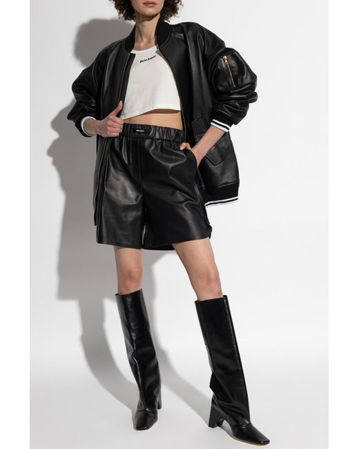 Palm Angels White Logo Embroidered Cropped Top