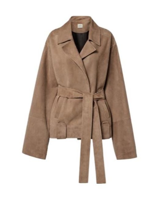 Khaite Brown Alder Belted Suede Jacket