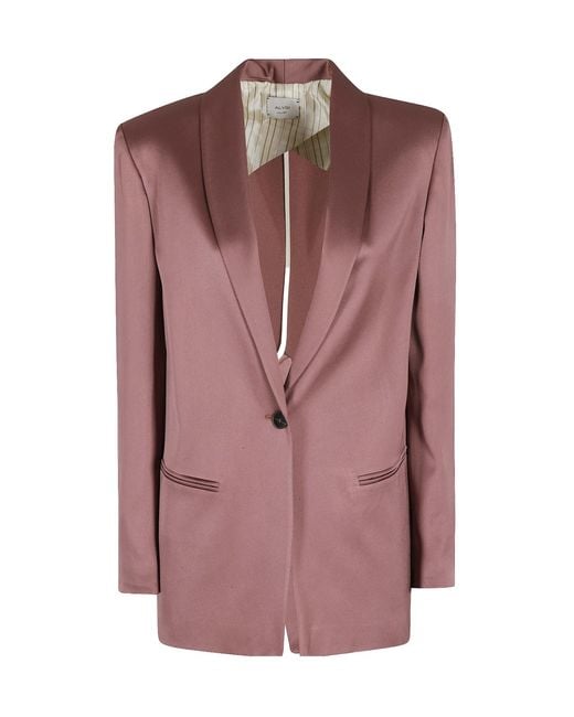 Alysi Purple Single-Breasted Shawl-Lapel Blazer
