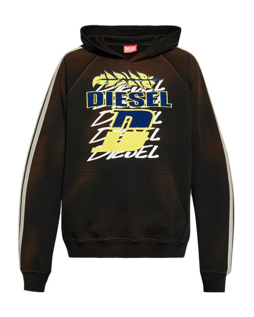DIESEL Gray S-Roxt-Hood-Stripe Hoodie for men
