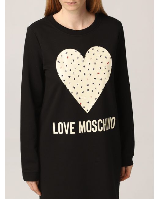 Moschino Black Heart-Print Sweatshirt Dress