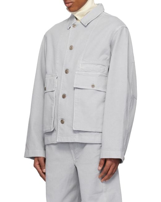 Lemaire Blue Long Sleeved Buttoned Jacket