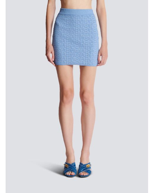 Balmain Blue Knit Short Skirt