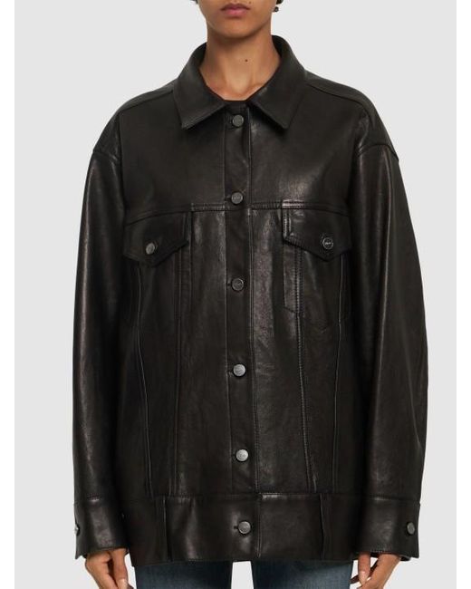 Khaite Black Button Leather Jacket