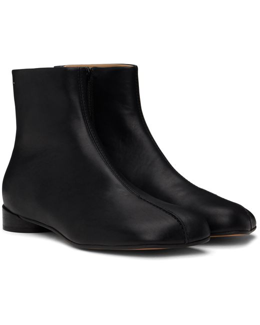 MM6 by Maison Martin Margiela Black Leather Ankle Boots for men