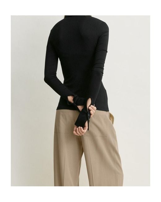 Totême  Black Totême Fitted Jersey Blouse