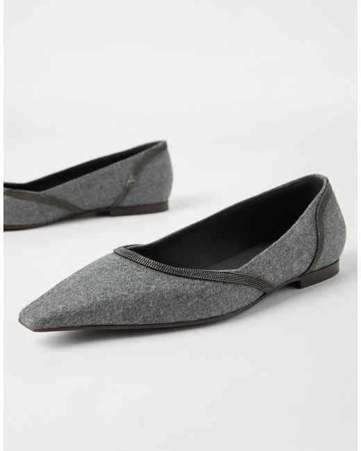 Brunello Cucinelli Gray Flannel Ballet Flats