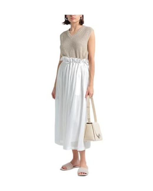 Brunello Cucinelli White Solid-Color Swing Skirt