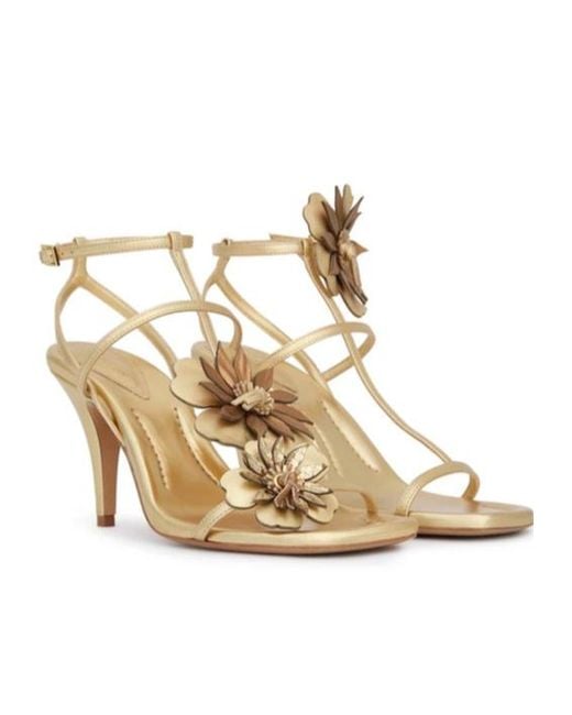 Zimmermann Metallic Belara Floral Heeled Sandals
