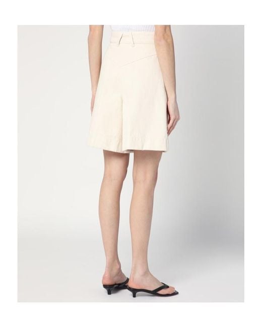 Patou Natural Logo Embroidered Tailored Shorts