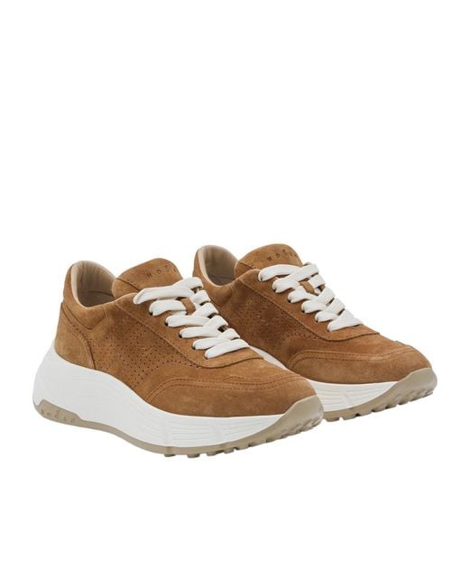 Hogan Brown Round Toe Sneakers