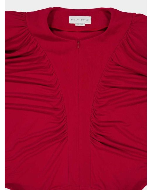 Stella McCartney Red Draped Long-Sleeve Gown