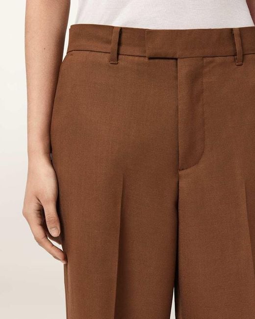 AllSaints Brown Beck Belt Loop Casual Pants