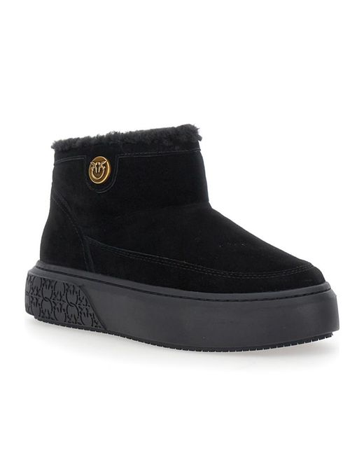 Pinko Black Round-Toe Slip-On Boots