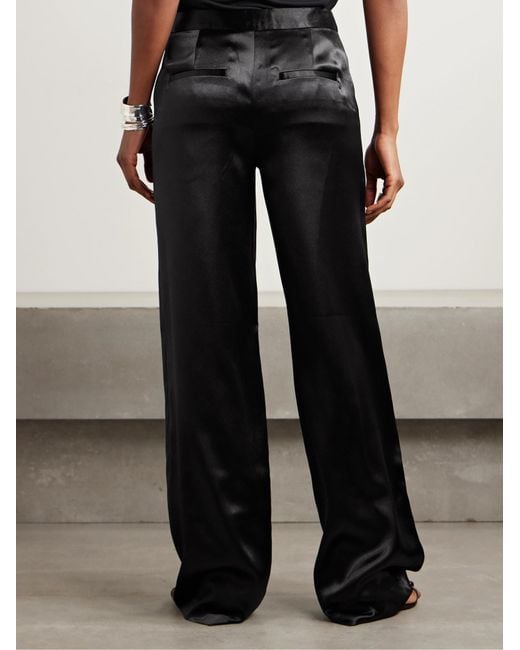 Ulla Johnson Black Ollie Satin Straight-Leg Pants