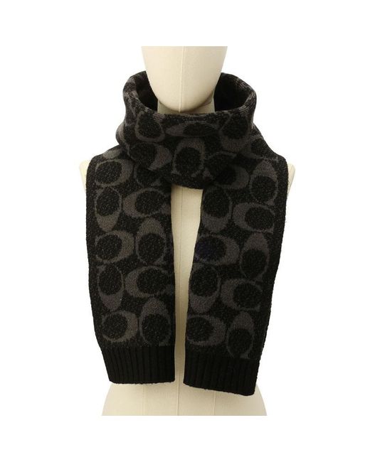 COACH Ribbed Scarf in Black | Lyst