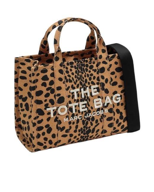 Marc Jacobs Brown The Cheetah Logo Embroidered Medium Tote Bag