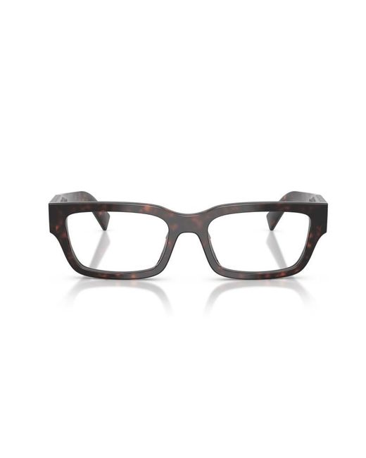 Prada Black Eyewear Rectangle Frame Glasses for men