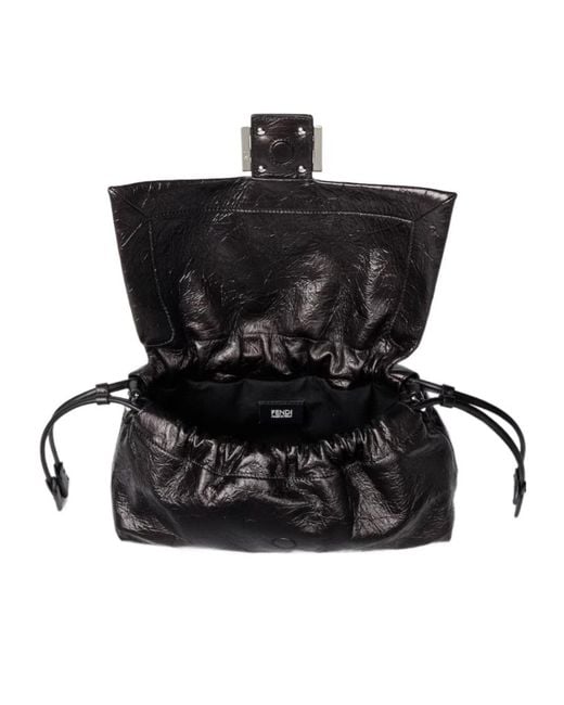 Fendi Black Baguette Soft Medium Shoulder Bag