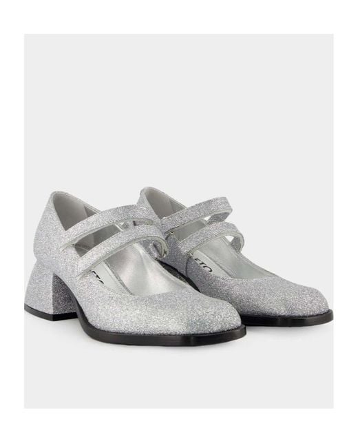 NODALETO White Bulla Bacara Glitter-Detailed Pumps
