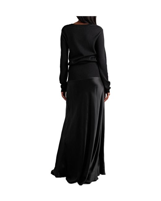 Brandon Maxwell Black Silk Satin Maxi Dress