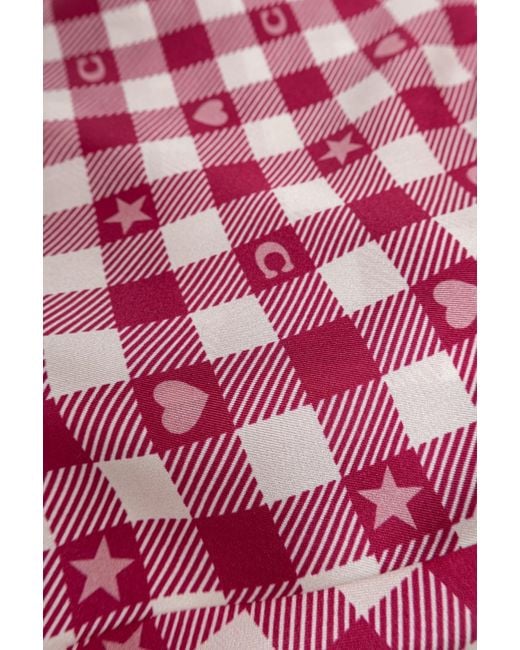 COACH Red Patterned Silk Scarf