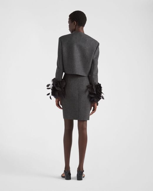 Prada Black Button-Embellished Cropped Jacket