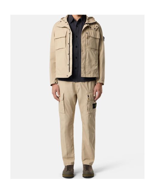 Stone Island Natural Regular-Fit Cargo Trousers With Snap And Zip Pockets for men