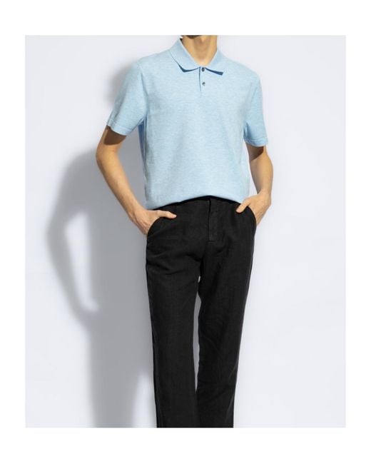 Theory Blue Goris Short-Sleeved Polo Shirt for men
