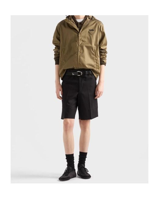 Prada Black Triangle-Patch Shorts for men