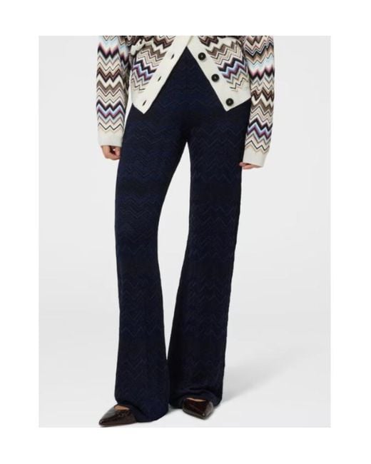 Missoni Blue Zigzag-Knit Trousers