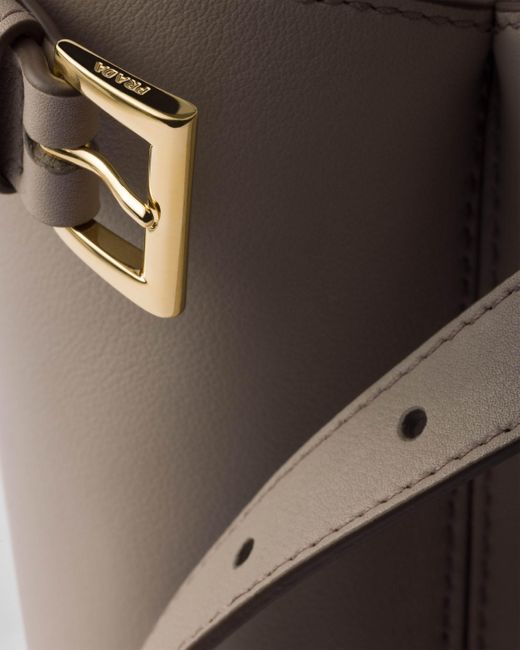 Prada Brown Buckle Medium Leather Handbag With Double Belt
