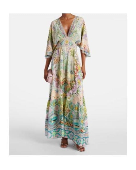 Camilla Green Embellished Silk Maxi Dress