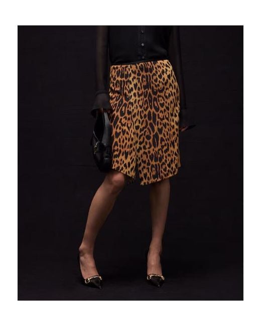 Gucci Natural Printed Silk Crêpe De Chine Skirt