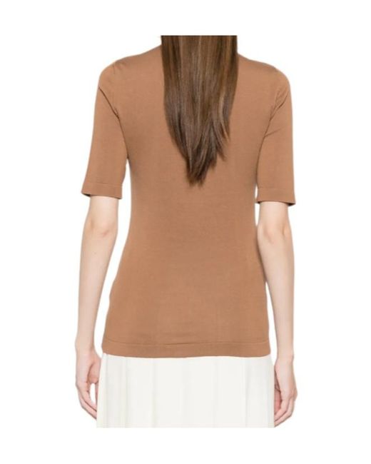 Fabiana Filippi Brown Ruffled Buttoned T-Shirt