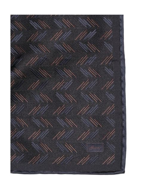 Brioni Gray Printed Pocket Square for men