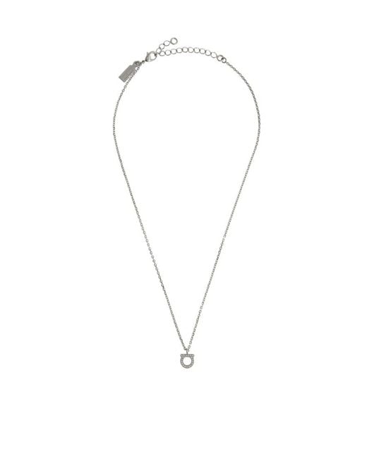 Ferragamo White Crystal Embellishee Necklace