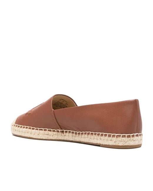 Ralph Lauren Brown Cameryn Embossed-Logo Espadrilles