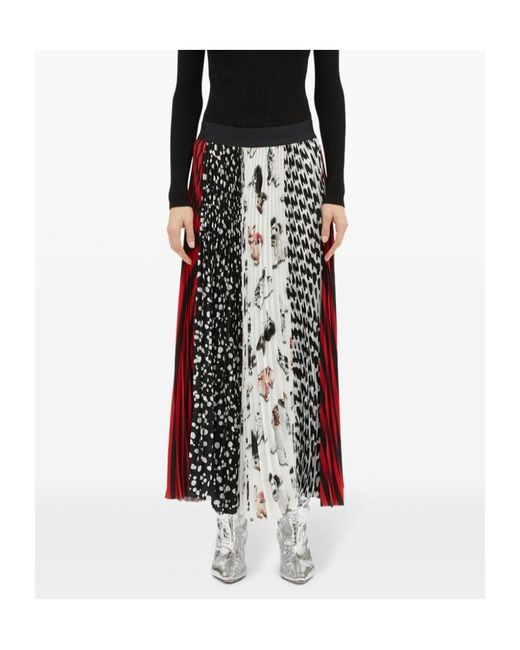 MSGM Red Patchwork-Print Skirt
