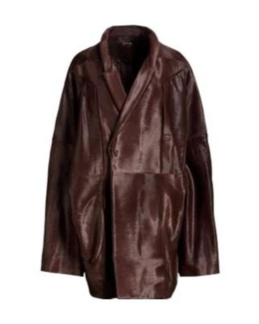 Rick Owens Brown Solid Lapel Long-Sleeve Jacket