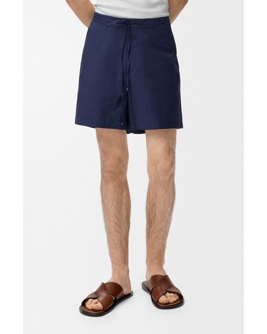 Loewe Blue Anagram-Embroidered Drawstring Shorts for men