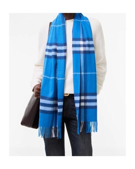 Burberry Blue Check Cashmere Scarf