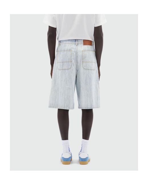 MSGM Blue Logo-Patch Denim Bermuda Shorts for men
