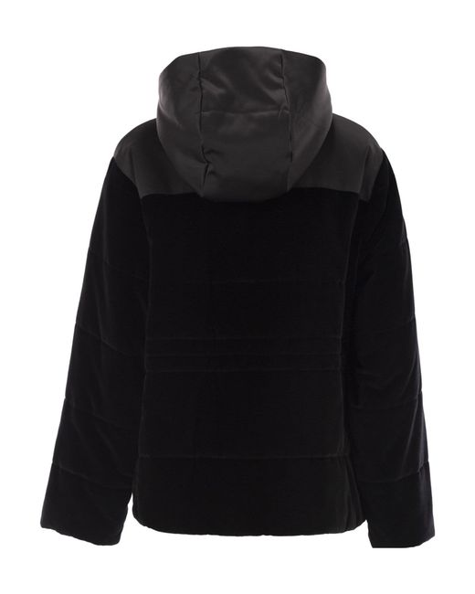 Fabiana Filippi Black Hooded Padded Velvet Jacket