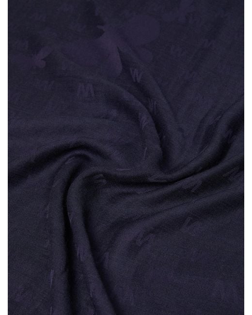 Weekend by Maxmara Blue All-Over Patterned Frayed Edge Scarf