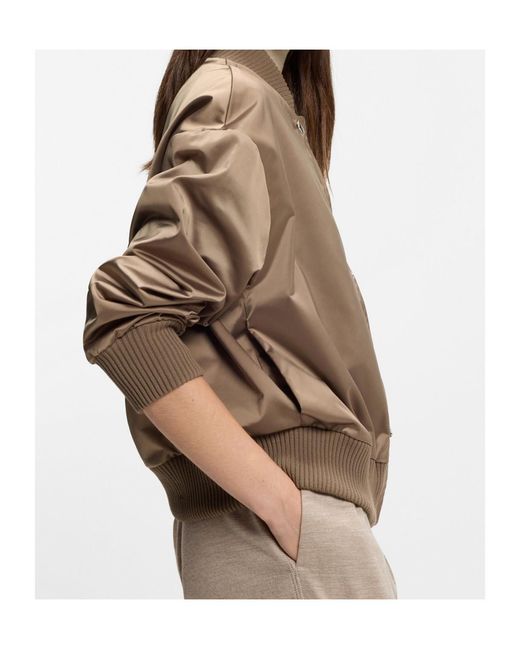 Boss Brown Boss Removable Faux-Fur Gilet Satin Bomber Jacket