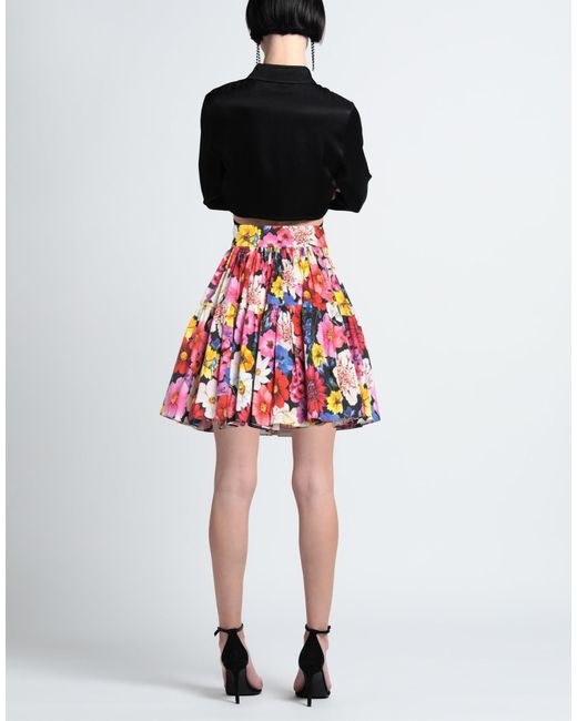Dolce & Gabbana Red Floral Print Midi Skirt