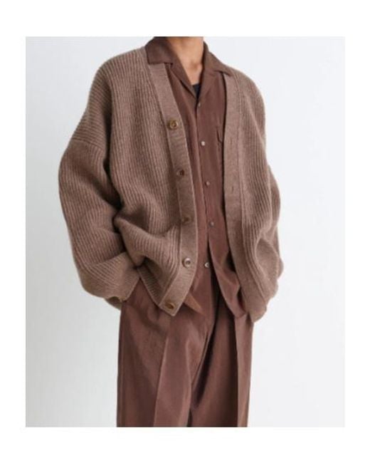 Lemaire Brown V-Neck Button-Up Cardigan for men